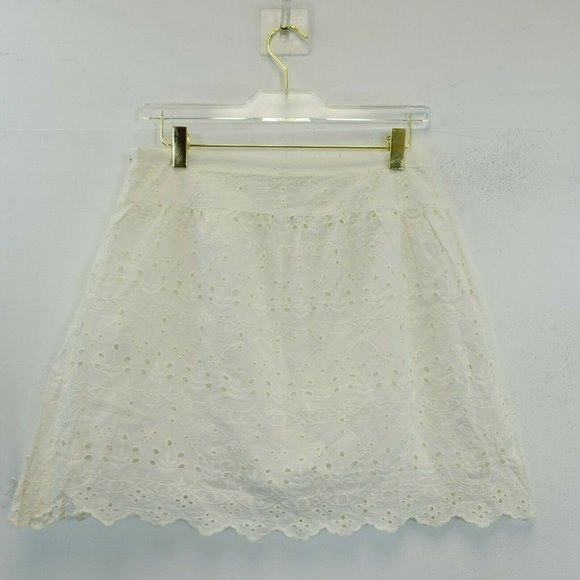 Coquette Eyelet Mini Skirt Womens 2 XS White Scallop Hem Soft Girl MAX STUDIO - Picture 8 of 10